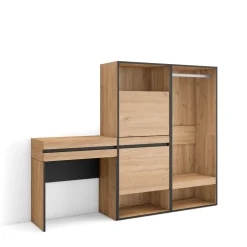 Skraut Home - Consoletafel Haltafel - Schoenenkast - Open Kledingkast - 190x35x145 Cm - Eiken