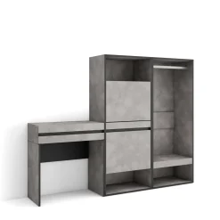 Skraut Home - Consoletafel Haltafel - Schoenenkast - Open Kledingkast - 190x35x145 Cm - Cementgrijs