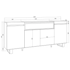 Skraut Home - Dressoir - Elektrische Haard - 200x35x87 Cm - Wit En Eiken Soft
