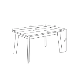 Skraut Home - Eettafel - 140x90x75 Cm - Eiken En Zwart