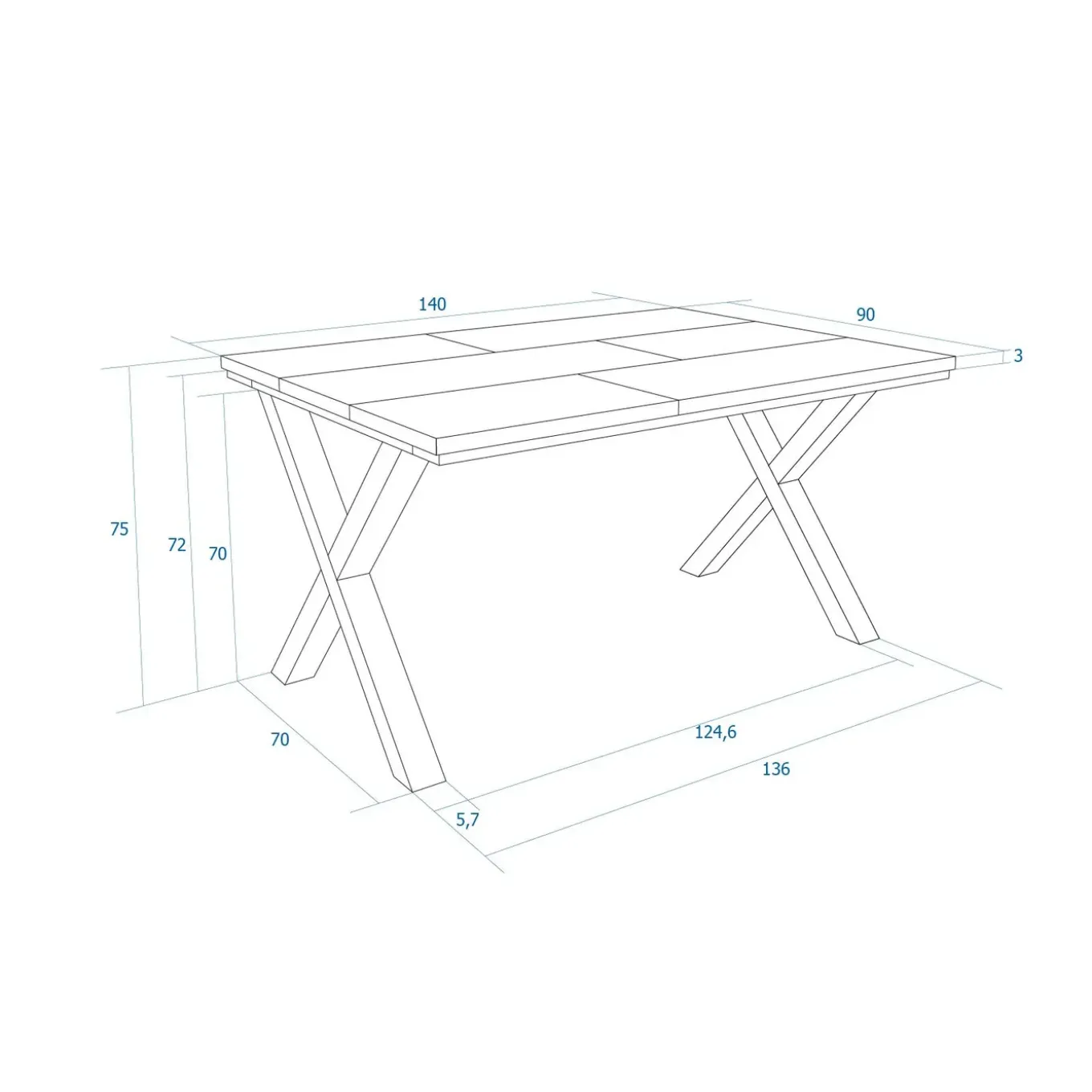Skraut Home - Eettafel - 140x90x74 Cm - Zwart
