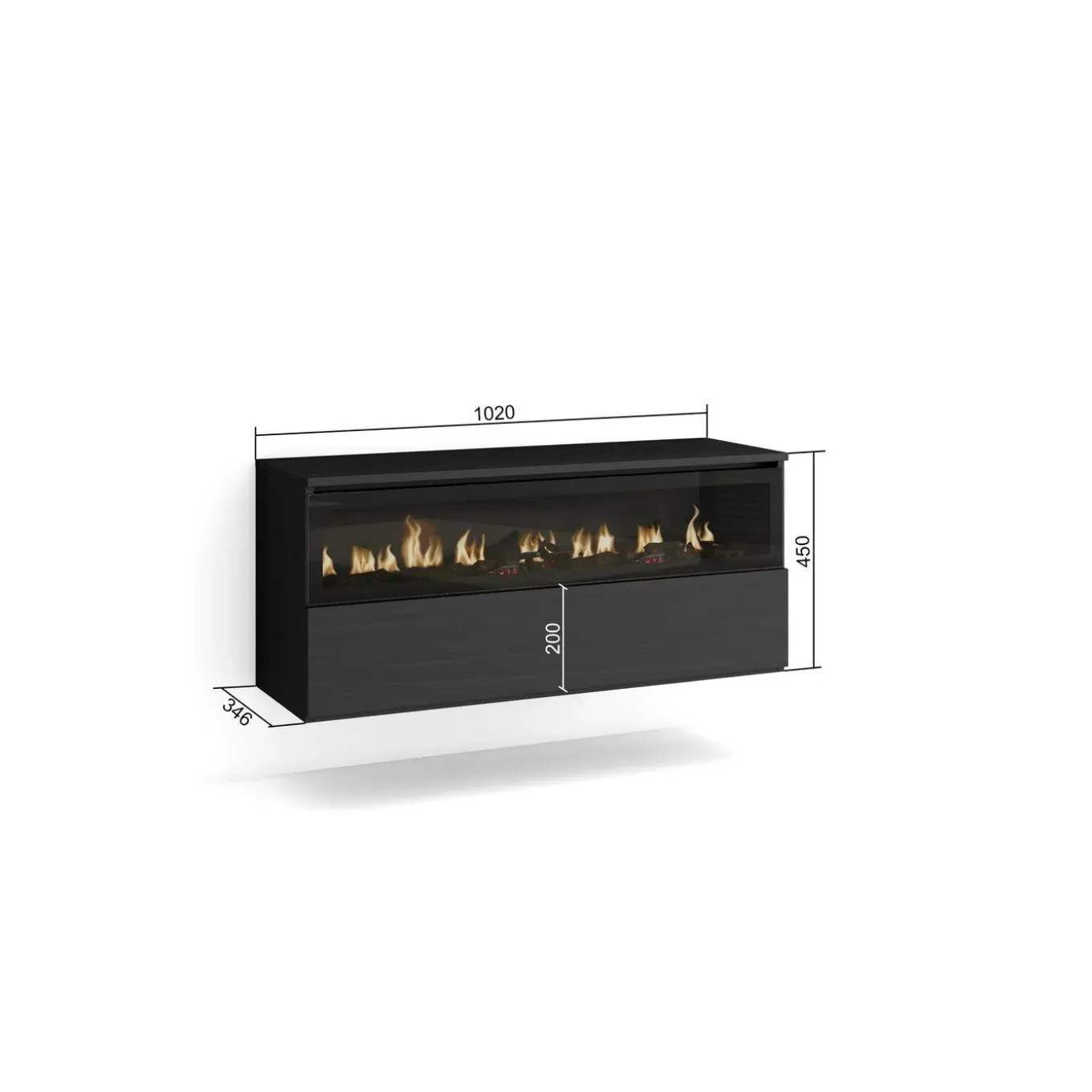 Skraut Home - Elektrische Haard Led - 102x35x45 Cm - Zwart