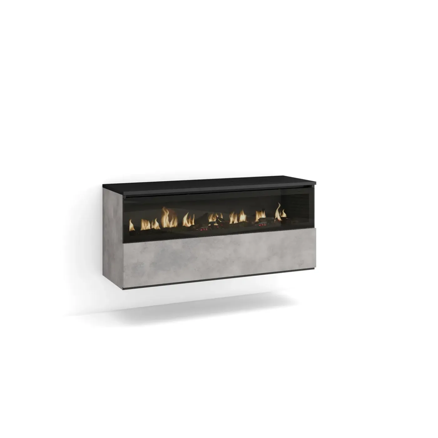 Skraut Home - Elektrische Haard Led - 102x35x45 Cm - Cementgrijs