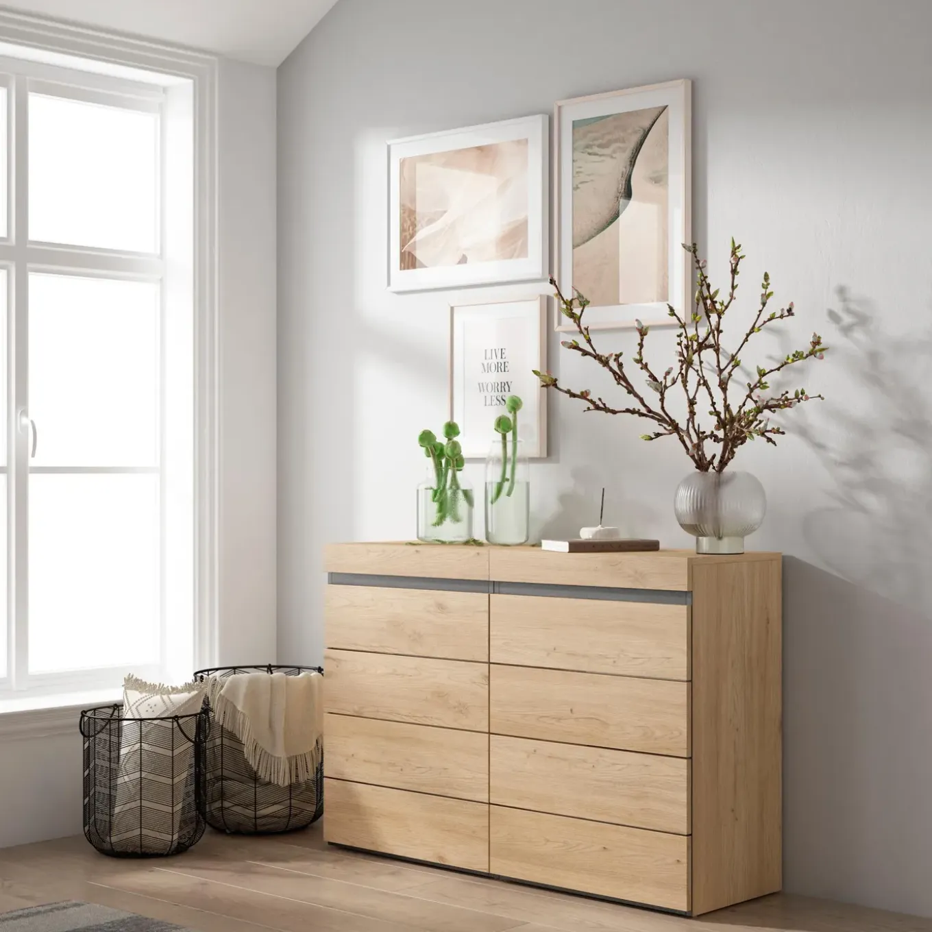 Skraut Home - Ladekast - Commode - 114x35x75 Cm - Eiken