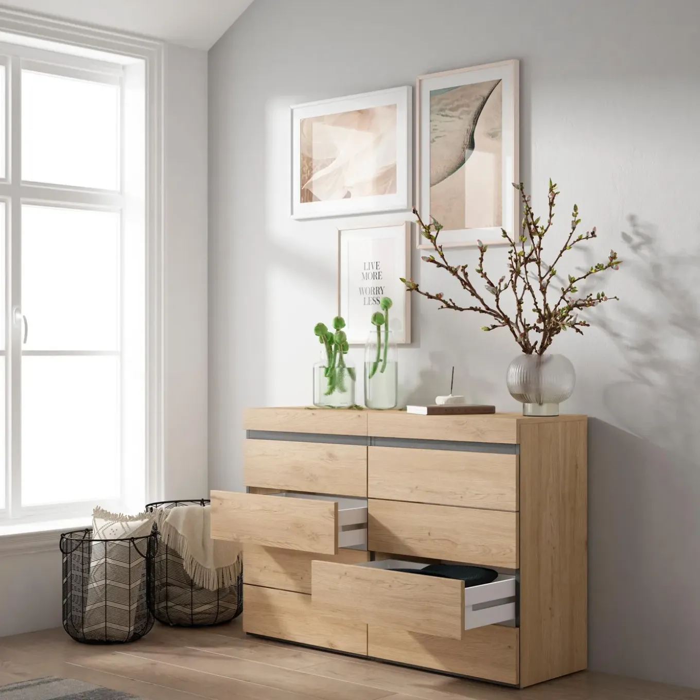 Skraut Home - Ladekast - Commode - 114x35x75 Cm - Eiken