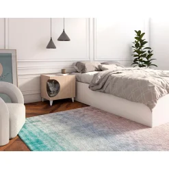 Skraut Home - Pet Table - 47x37x40 Cm - Eiken En Wit