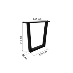 Skraut Home - Pieds En Métal En Forme De U - 84x71 Cm - Noir