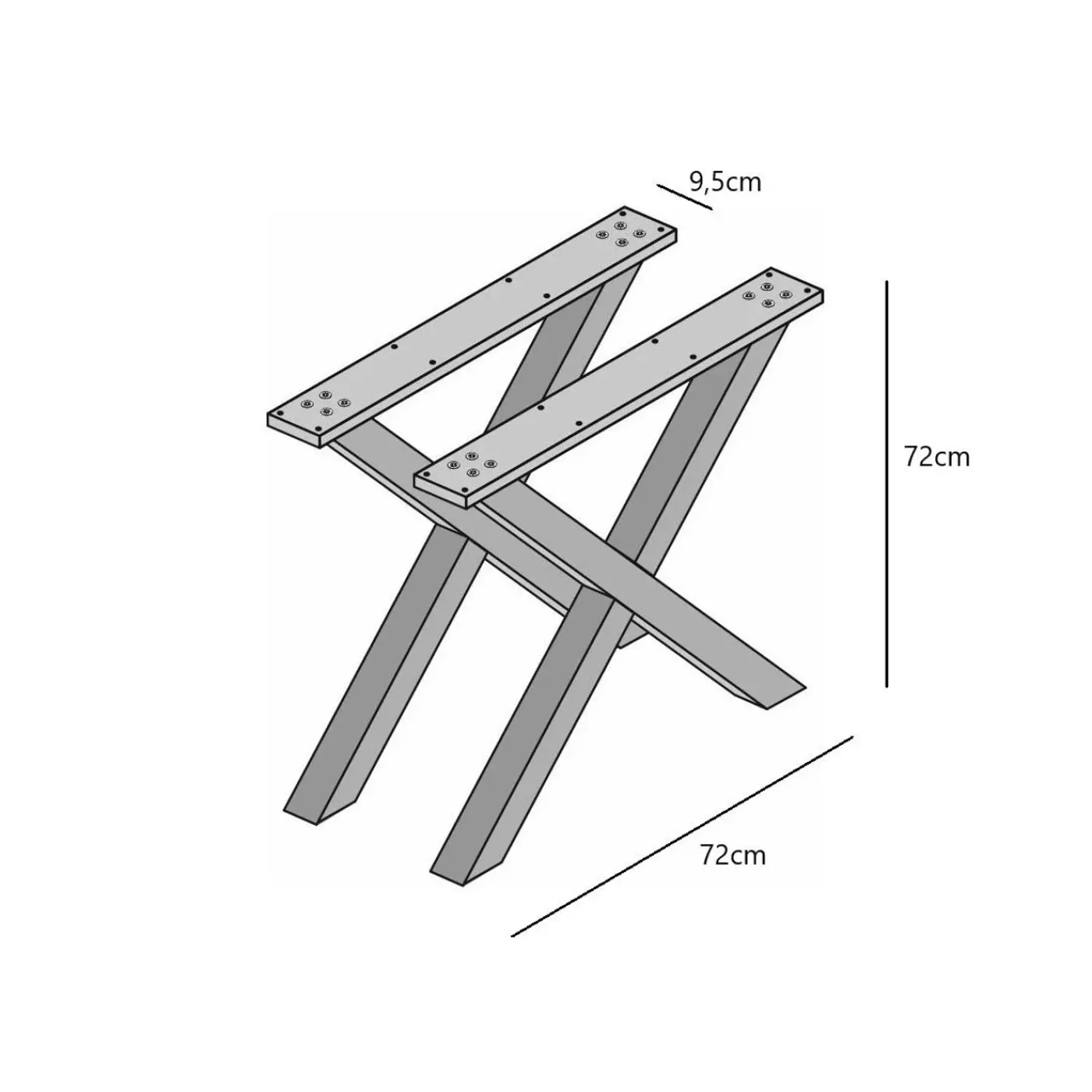Skraut Home - Tafelonderstel Easel - 72x10x72 Cm - Zwart