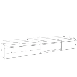 Skraut Home - Tv Meubel - Elektrische Haard Xxl - 318x35x45 Cm - Eiken