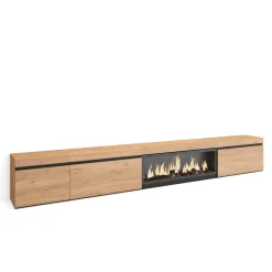 Skraut Home - Tv Meubel - Elektrische Haard Xxl - 318x35x45 Cm - Eiken