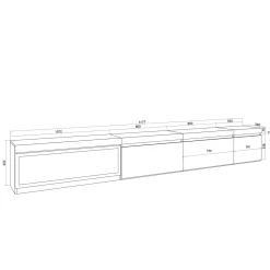 Skraut Home - Tv Meubel - Elektrische Haard Xxl - 318x35x45 Cm - Zwart