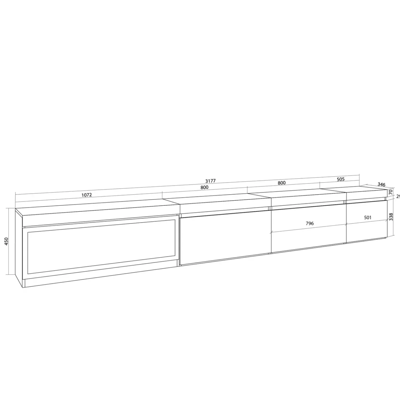 Skraut Home - Tv Meubel - Elektrische Haard Xxl - 318x35x45 Cm - Zwart