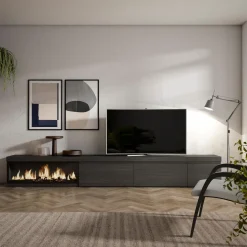 Skraut Home - Tv Meubel - Elektrische Haard Xxl - 318x35x45 Cm - Zwart