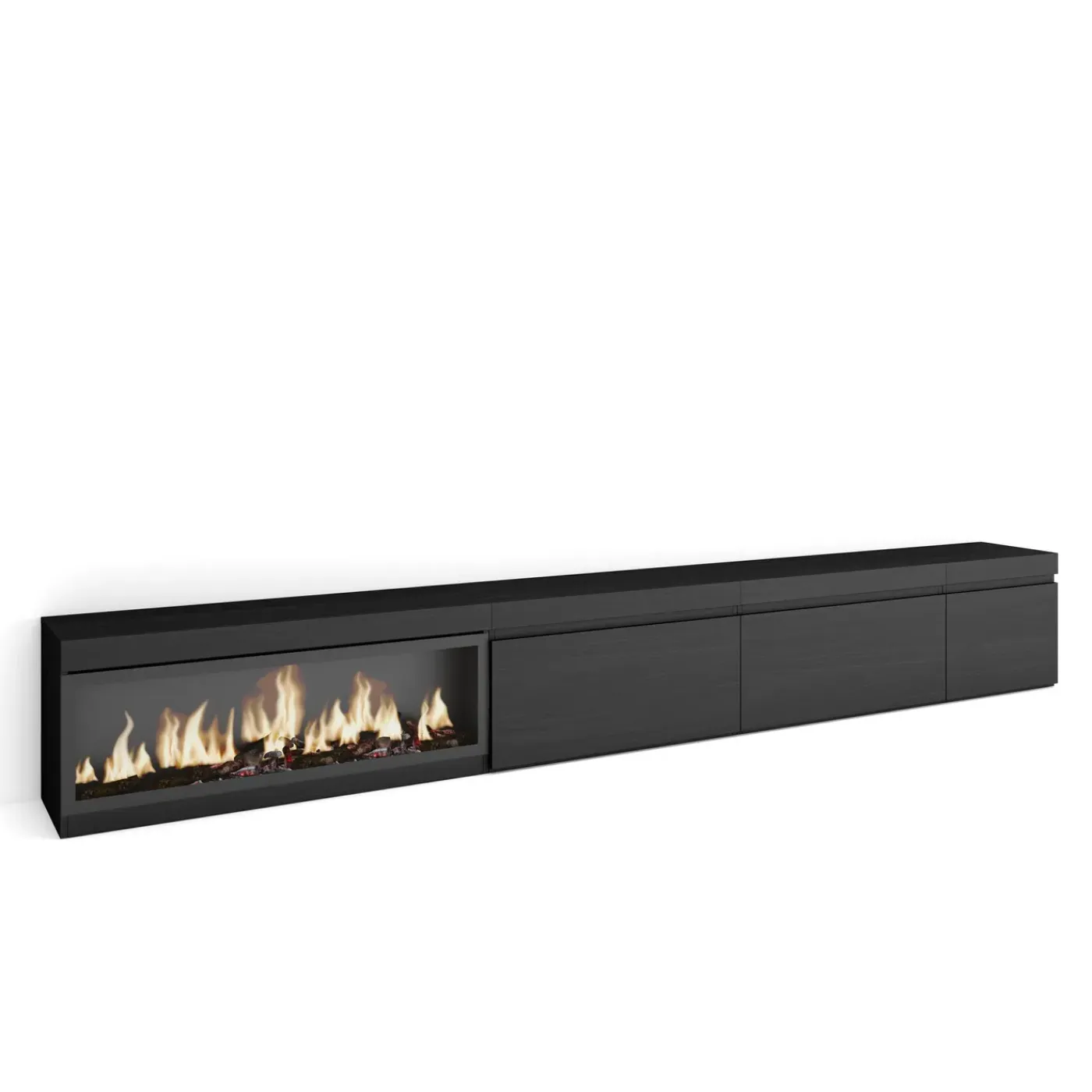 Skraut Home - Tv Meubel - Elektrische Haard Xxl - 318x35x45 Cm - Zwart