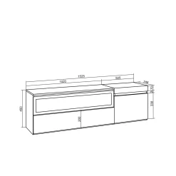 Skraut Home - Tv Meubel - Elektrische Haard - 150x35x45 Cm - Eiken