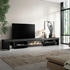 Skraut Home - Tv Meubel - Elektrische Haard Xxl - 368x35x45 Cm - Zwart