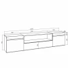 Skraut Home - Tv Meubel - Elektrische Haard - Hangend - 200x35x45 Cm - Eiken