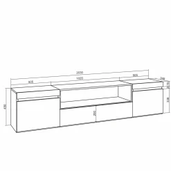 Skraut Home - Tv Meubel - Elektrische Haard - Hangend - 200x35x45 Cm - Eiken