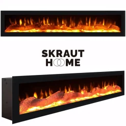 Skraut Home - Tv Meubel - Elektrische Haard - Hangend - 200x35x45 Cm - Eiken