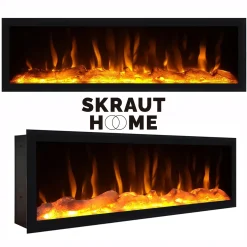 Skraut Home - Tv Meubel - Met Elektrische Haard Xxl - 208x35x57 Cm - Zwart