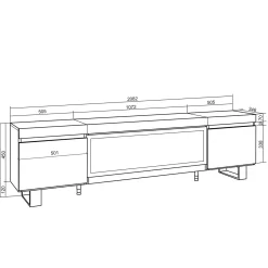 Skraut Home - Tv Meubel - Met Elektrische Haard Xxl - 208x35x57 Cm - Zwart