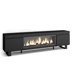 Skraut Home - Tv Meubel - Met Elektrische Haard Xxl - 208x35x57 Cm - Zwart