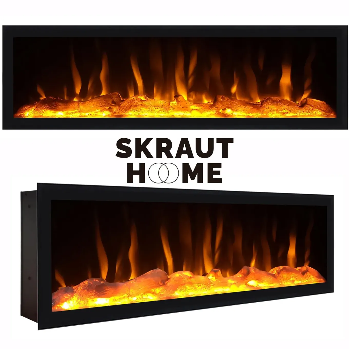 Skraut Home - Tv Meubel - Met Elektrische Haard Xxl - Hangend - 208x35x45 Cm - Eiken