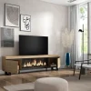 Skraut Home - Tv Meubel - Met Elektrische Haard Xxl - 208x35x57 Cm - Eiken