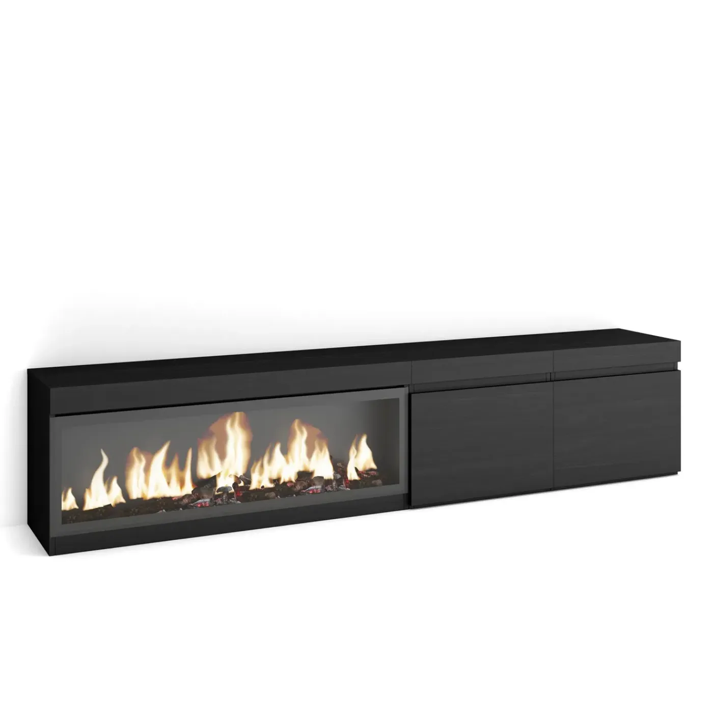 Skraut Home - Tv Meubel - Met Elektrische Haard Xxl - 208x35x45 Cm - Zwart