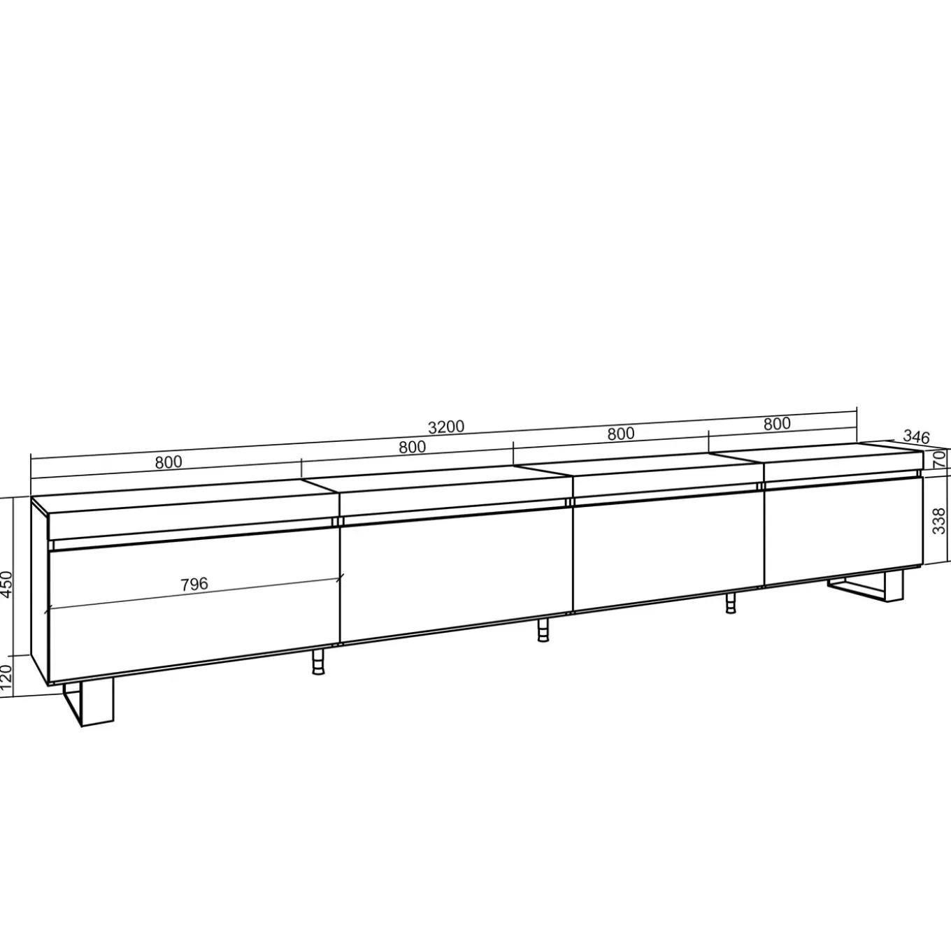 Skraut Home - Tv Meubel - 320x35x57 Cm - Eiken
