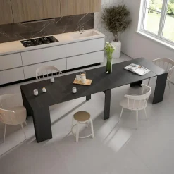 Skraut Home - Uitschuifbare Eettafel - 302x90x77 Cm - Zwart