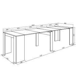 Skraut Home - Uitschuifbare Eettafel - 302x90x77 Cm - Zwart