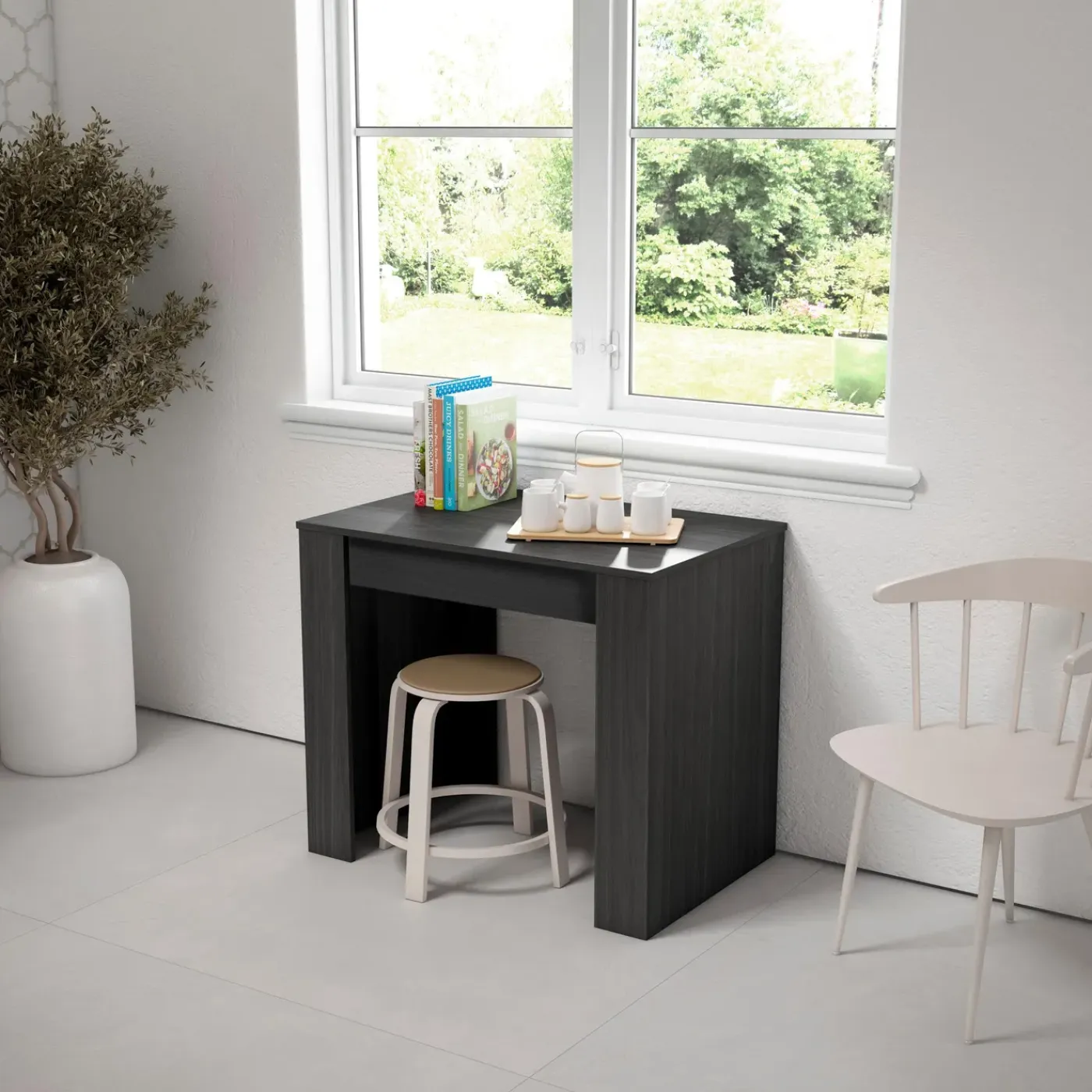 Skraut Home - Uitschuifbare Eettafel - 222x90x77 Cm - Zwart