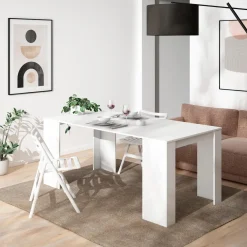 Skraut Home - Uitschuifbare Eettafel - 180x90x77 Cm - Wit