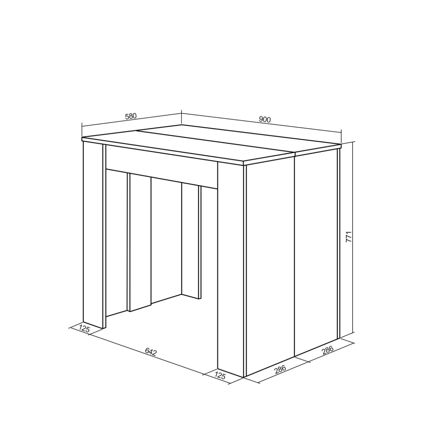 Skraut Home - Uitschuifbare Eettafel - 222x90x77 Cm - Eiken