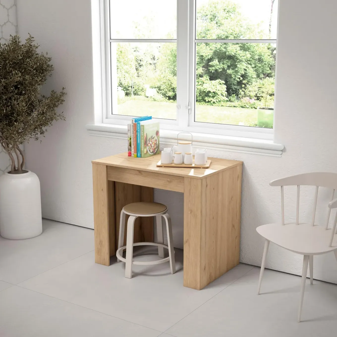 Skraut Home - Uitschuifbare Eettafel - 222x90x77 Cm - Eiken