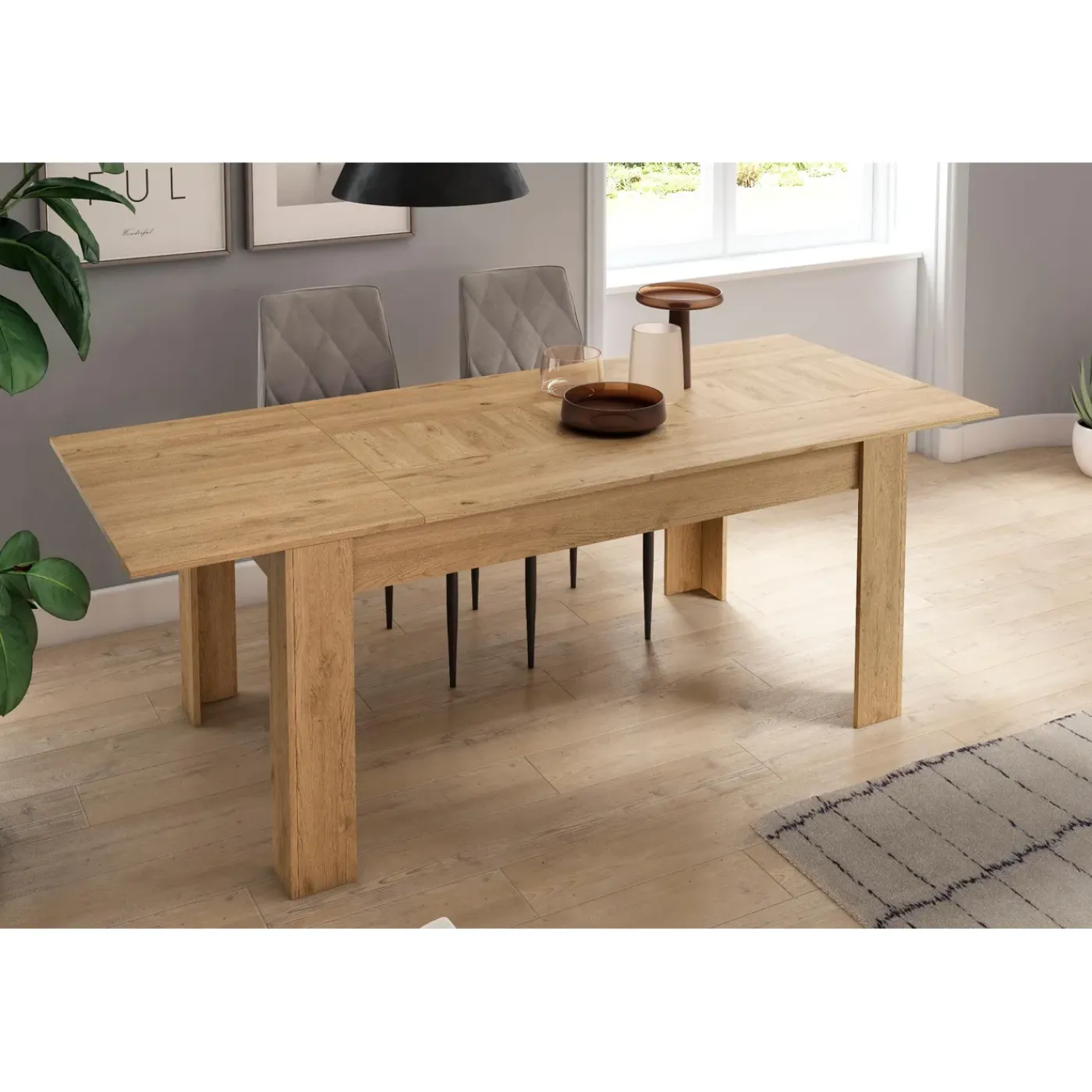 Skraut Home - Uitschuifbare Eettafel - 140x90x76 Cm - Eiken