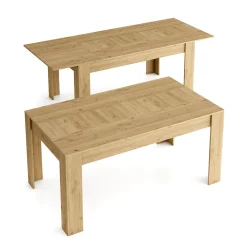 Skraut Home - Uitschuifbare Eettafel - 140x90x76 Cm - Eiken