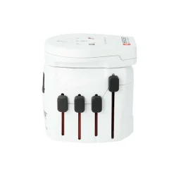 Skross - De krachtige 3-polige wereldreisadapter met USB-poort