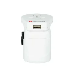 Skross - De krachtige 3-polige wereldreisadapter met USB-poort