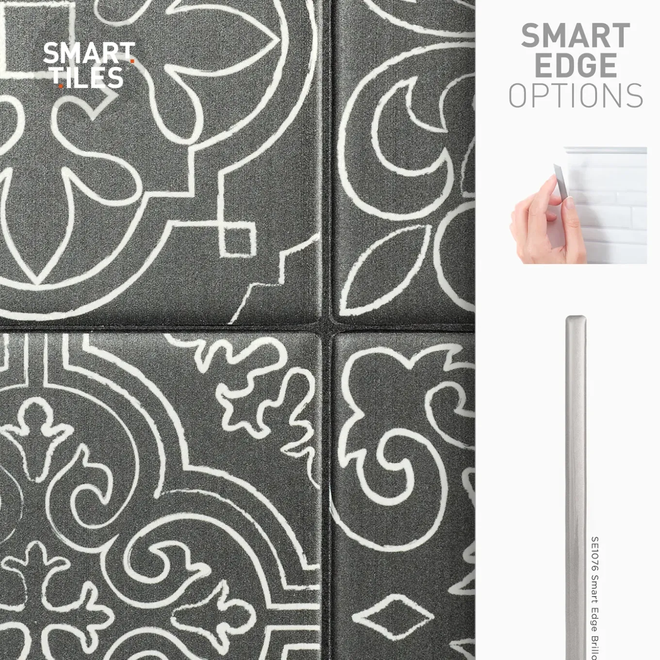 Smart Tiles Zelfklevende Tegels X4, 22.86 X 22.86cm - Vintage Vinci Zwart