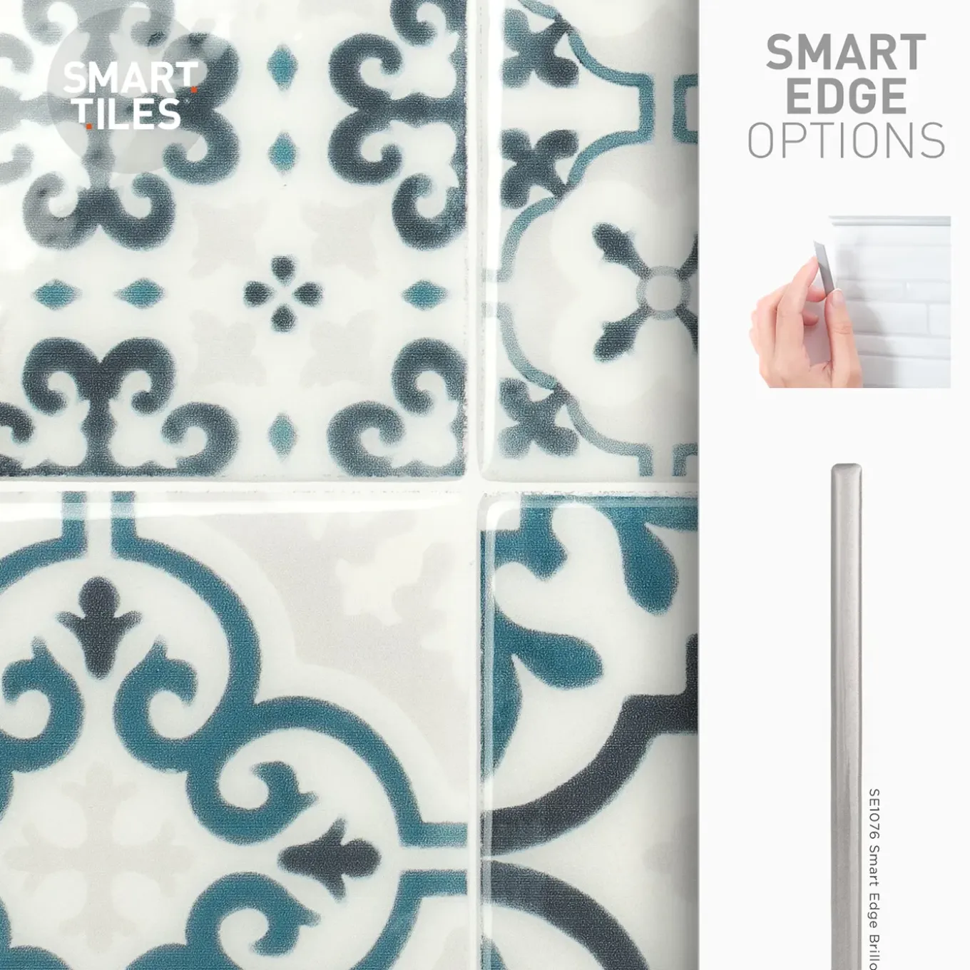 Smart Tiles Zelfklevende Tegels X4, 22.86 X 22.86cm - Vintage Marino Veelkleurige