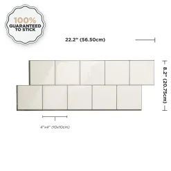 Smart Tiles Zelfklevende Tegels X2, 56.62 X 20.9cm - Square Velden Wit