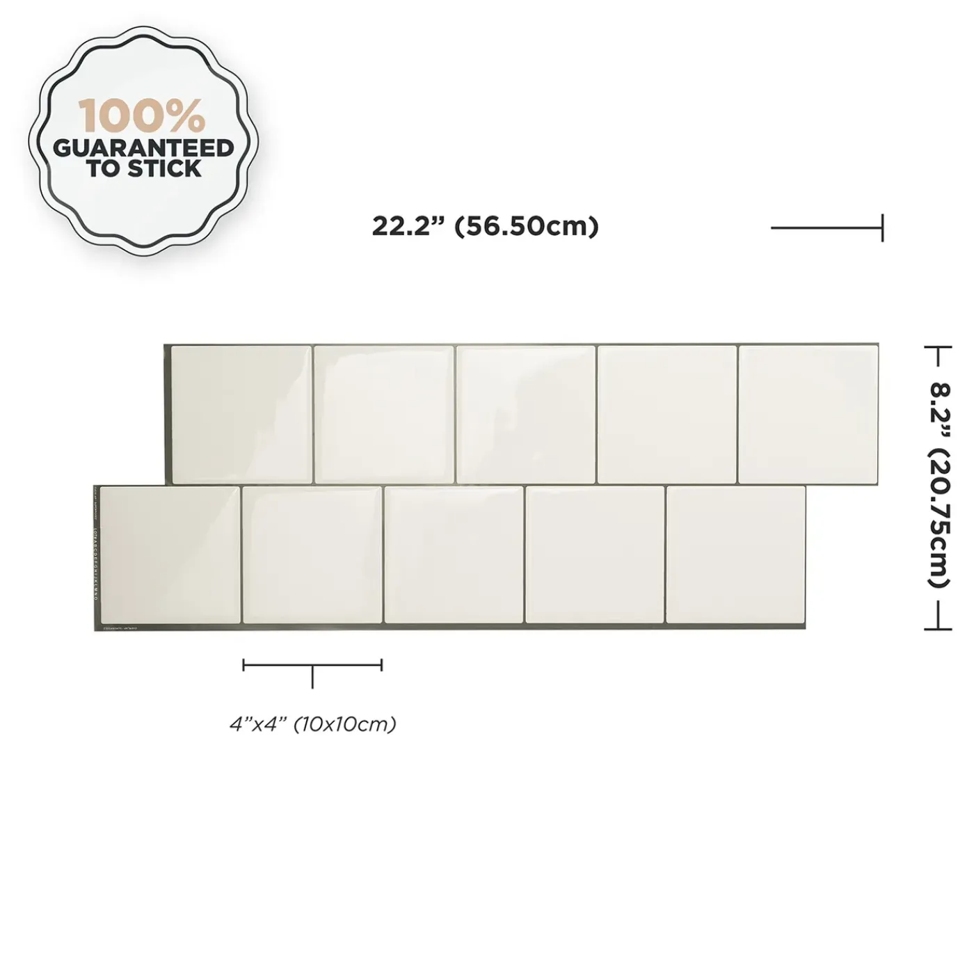 Smart Tiles Zelfklevende Tegels X2, 56.62 X 20.9cm - Square Velden Wit