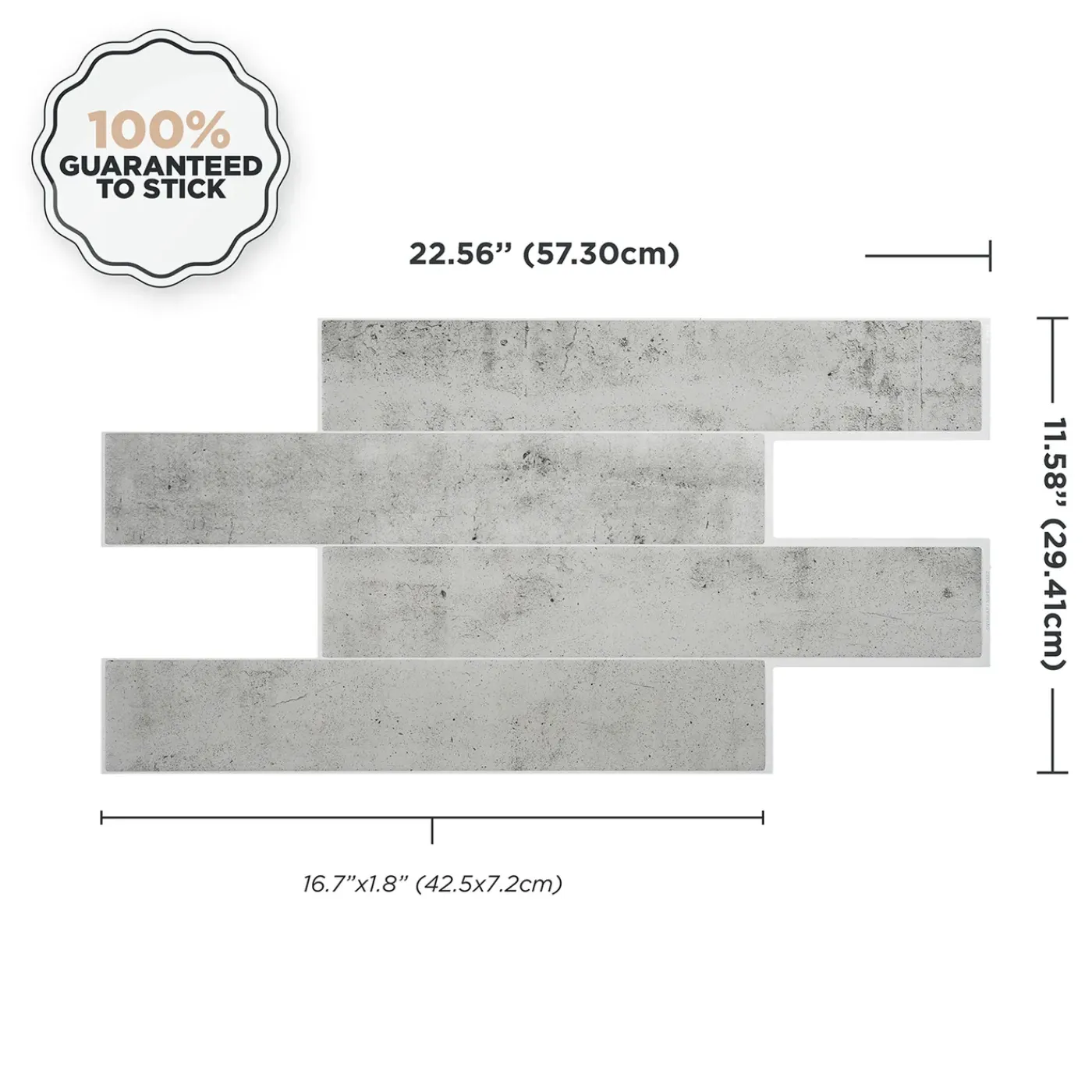 Smart Tiles Zelfklevende Tegels X2, 57.3 X 29.41cm - Norway Alta Grijs