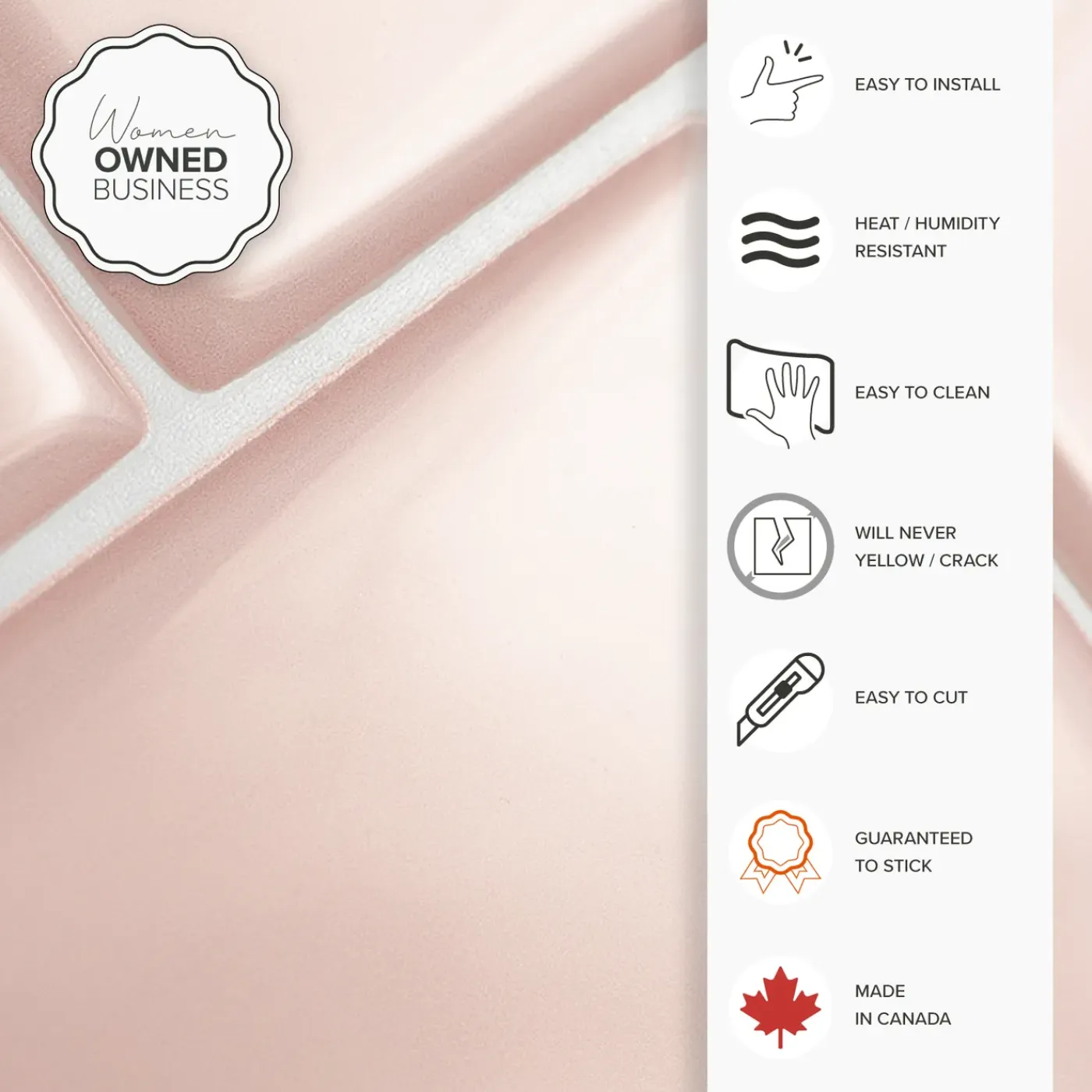 Smart Tiles Zelfklevende Tegels X4, 29.36 X 21.29cm - Metro Ava Roze