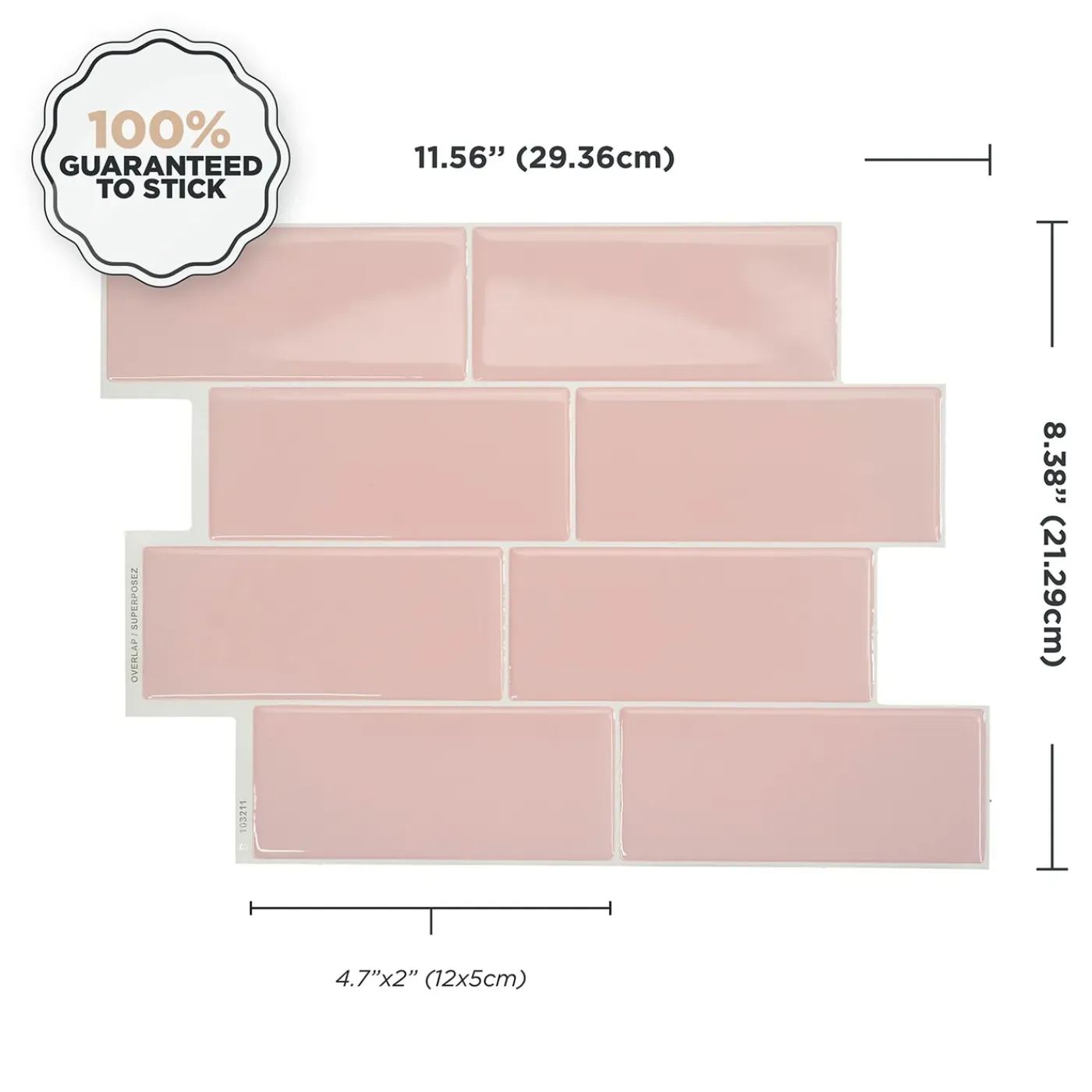 Smart Tiles Zelfklevende Tegels X4, 29.36 X 21.29cm - Metro Ava Roze