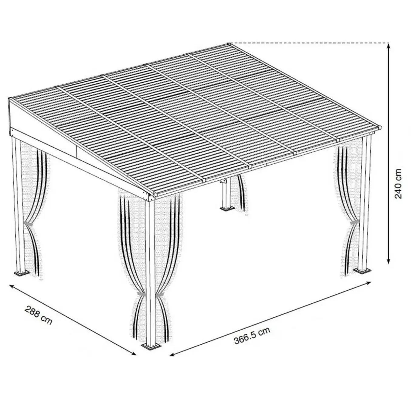 Sojag Aluminium Terrasoverkapping Portland 288x367x240cm - Antraciet