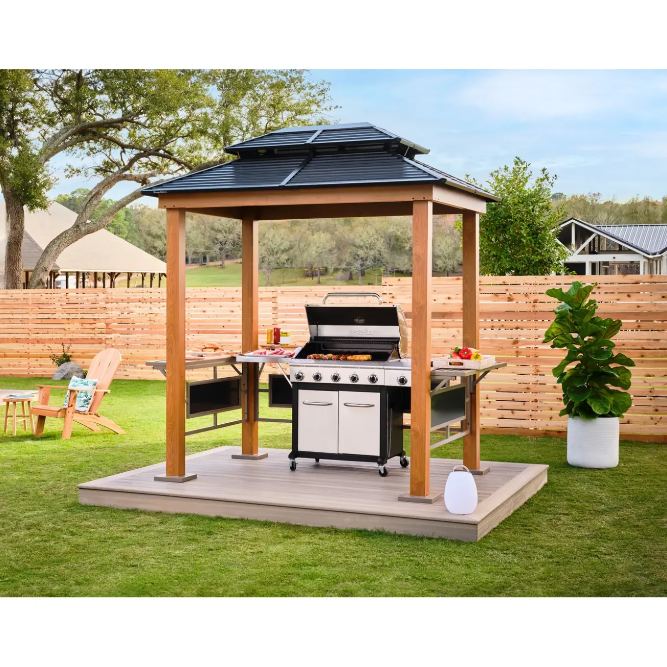 Sojag Maui Aluminium Bbq Grillpaviljoen In Houtlook - 158x249x278 Cm