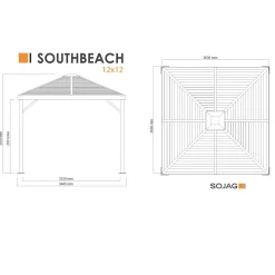 Sojag Paviljoen South Beach 1212 - Pergola Sj05500 - 363x363x310 Cm